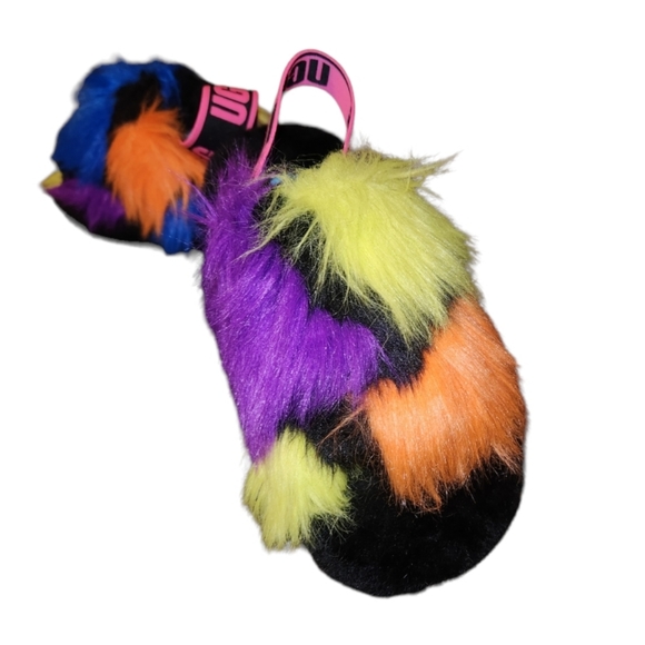 Sold UGG  80% Wool FLUFF YEAH Furry Sling back Slippers   Multicolor Fur Shoes - Picture 4 of 7